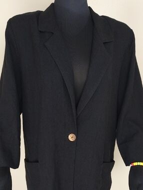 Alice Stuart Vintage Black Oversized Longline Blazer Large